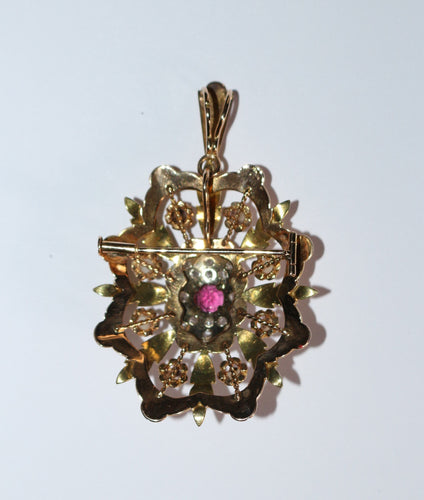Pendentif Pendentif Broche Napoléon III trois ors diamants grenat 58 Facettes 571