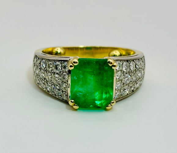 Bague 55 Bague en or avec émeraude et diamants – bijou haut de gamme 58 Facettes 50334