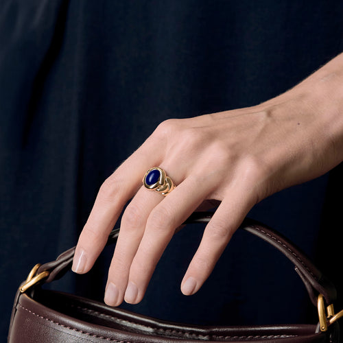 Bague 49 VAN CLEEF & ARPELS - Rare Bague en Or jaune tressé et lapis lazuli 58 Facettes 58FC8-1