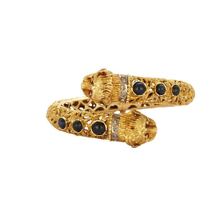 Ciselé yellow gold sapphire bracelet