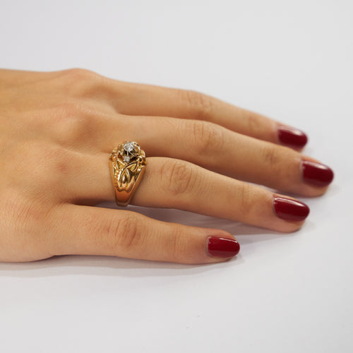 Bague Bague Dôme Or Jaune Diamants 58 Facettes LOT 3698