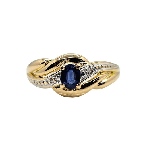 Bague 55 Bague Saphir en Or jaune et Blanc 58 Facettes 637