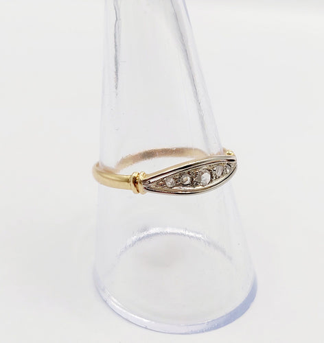 Bague 58 Bague jarretière Art Déco or jaune, diamants taille rose (circa 1920) 58 Facettes A06032