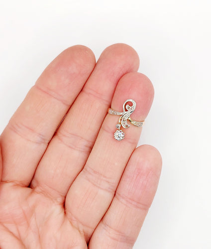 Bague 47 Bague duchesse antique en or rose 18k et platine, diamants taille rose 58 Facettes A06404