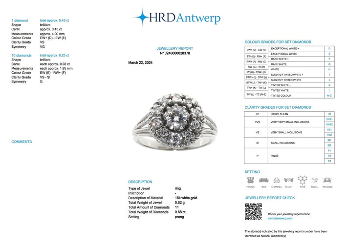 Bague 54.5 Bague cocktail rétro HRD certifiée avec diamants naturels 58 Facettes