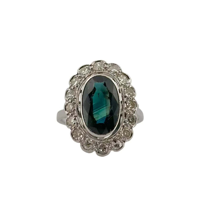 Bague 51 Bague Marguerite en platine, saphir et diamants 58 Facettes b78