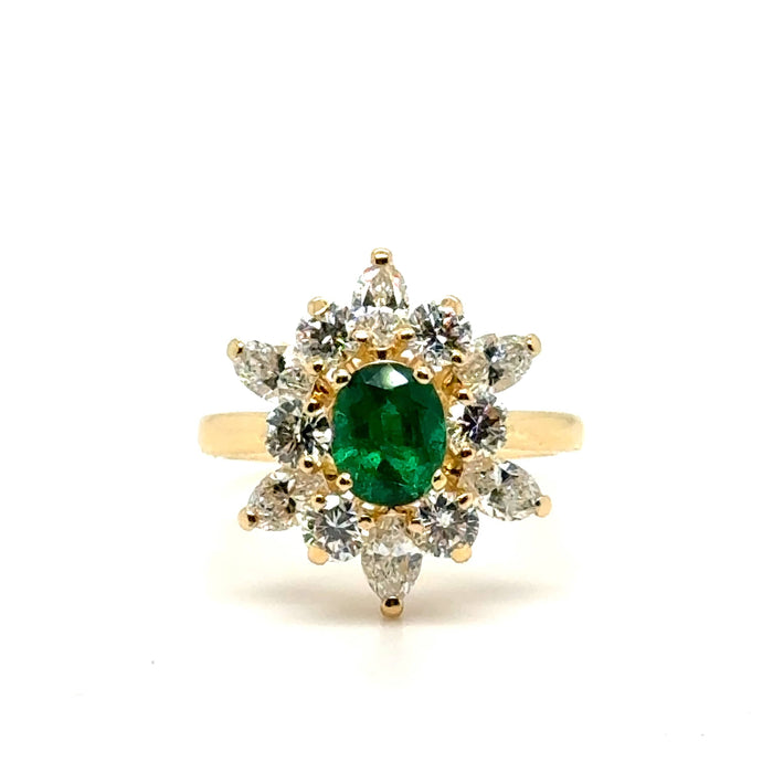 Bague Marguerite Or jaune - Emeraude et Diamants 58 Facettes 1.0000372/1