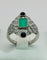Bague 54 Bague de style Art Déco en platine, avec émeraude centrale, diamants et onyx 58 Facettes 50244