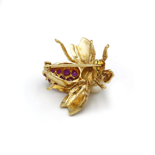 Broche Broche Abeille - Or, rubis & perle 58 Facettes 250044R