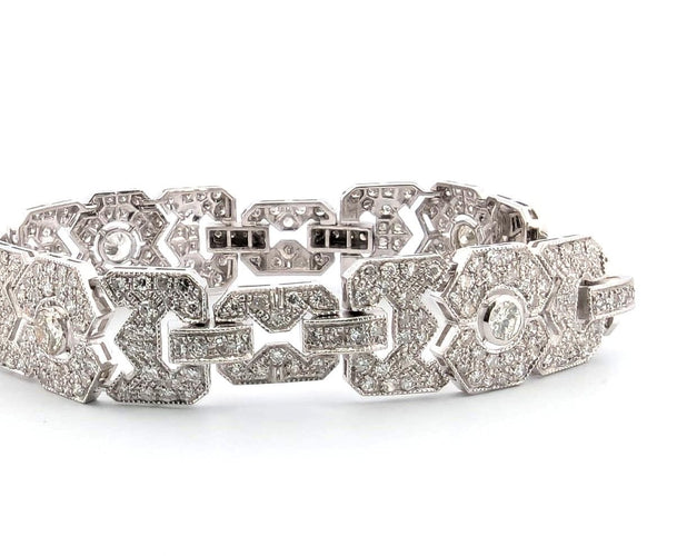 Bracelet Bracelet Art Déco en platine massif avec diamants 58 Facettes
