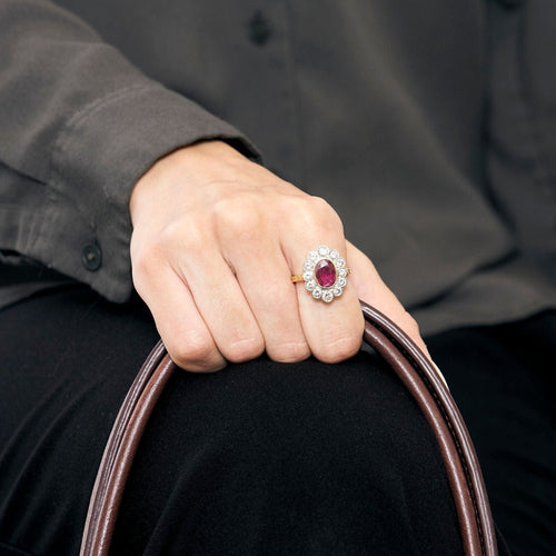 Bague 55.5 Bague en Or blanc & jaune 18k Rubis 58 Facettes PON0040