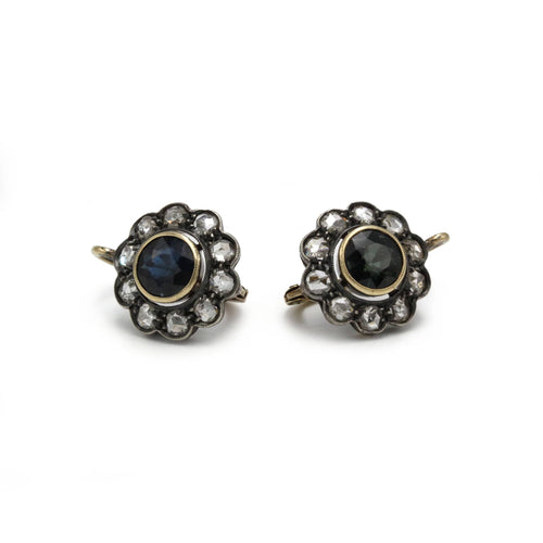 Boucles d'oreilles Boucles d'oreilles anciennes or 750 diamants et saphirs 58 Facettes 1299