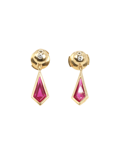 Boucles d'oreilles Paire de boucles d’oreilles vintage en or et tourmaline 58 Facettes 666