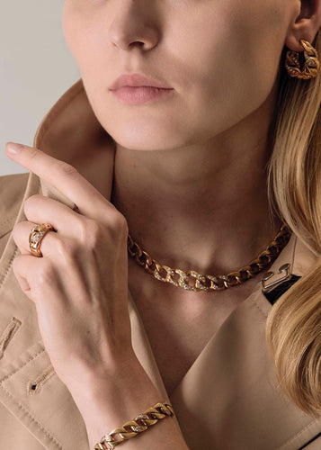 Collier CARTIER x GEORGES LENFANT - BERGAME - Rare et élégant collier chaîne en or jaune et diamants 58 Facettes 58FC14-1