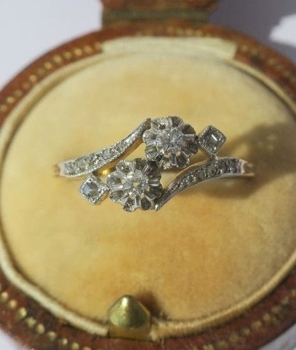 Bague 57 Bague Toi et Moi diamants or et platine 58 Facettes