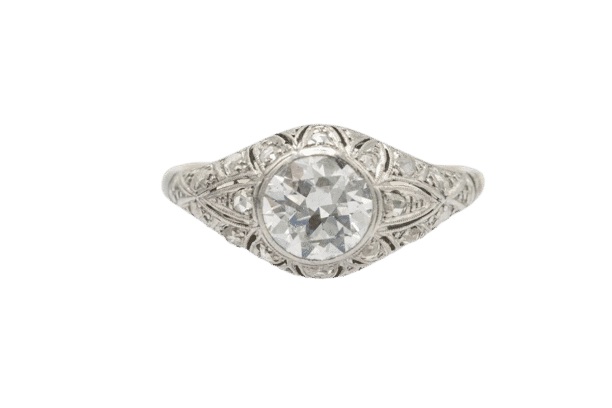 Bague 52 Bague Art Déco unique avec un diamant taille ancienne, environ 1,00 ct, Europe de l'Ouest, 1920/30. 58 Facettes 10968