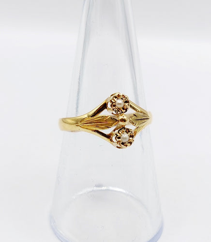 Bague 55.5 Bague toi et moi Art nouveau en or 18k et perles (circa 1900) 58 Facettes A06501
