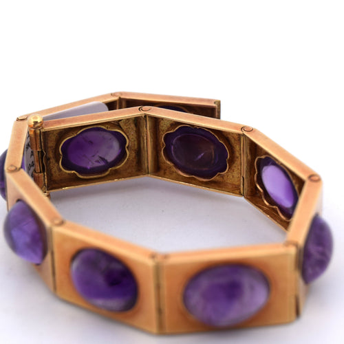 Bracelet Bracelet vintage en or jaune avec améthystes 58 Facettes