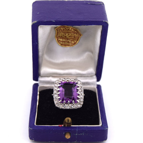 Bague 55 Bague vintage en or jaune avec améthyste et diamants 58 Facettes AN495