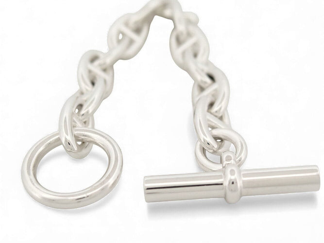 bracelet HERMES chaine d'ancre gm h101672b 12 maillons argent 70gr