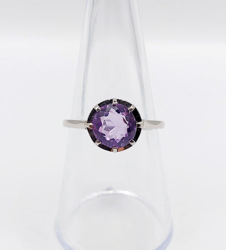 Bague solitaire Art Déco platine et améthyste 58 Facettes A05353