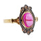 Bague marquise style Art Nouveau or jaune, cabochon de rubis synthétique et diamants taille rose 58 Facettes A05885