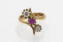 Old French trilogy ring with ruby and diamonds 0.34ct 58 Facettes 9365V