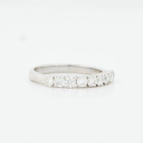 Bague 54 DEMI ALLIANCE EN OR BLANC 18 CARATS 58 Facettes REF 9045