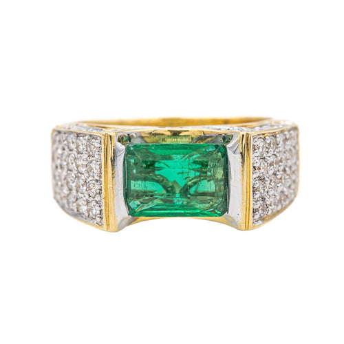 Bague 54 Bague Or jaune, Or blanc Emeraude, Diamant 58 Facettes 3182201CN