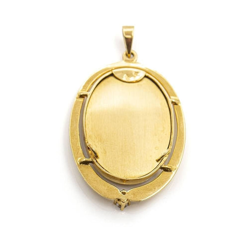 Pendentif Médaille Or jaune Email de la Vierge de Montserrat 58 Facettes D359668LF