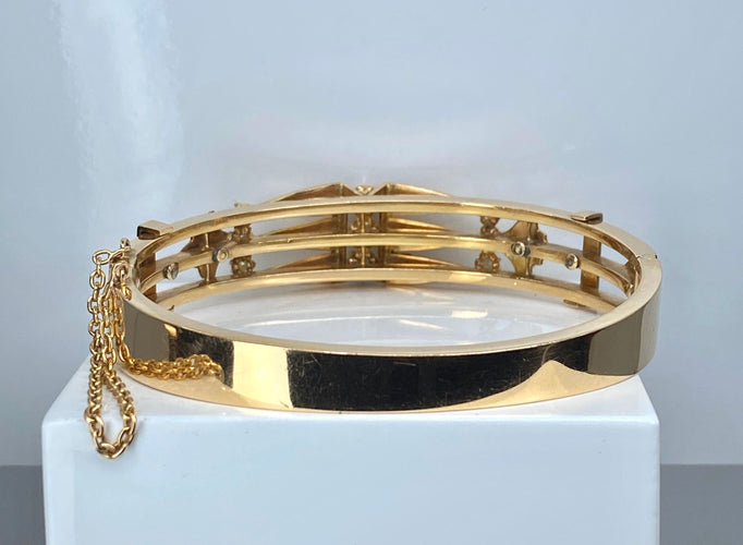 Bracelet Bracelet jonc Napoléon III or et perles fines 58 Facettes AB602