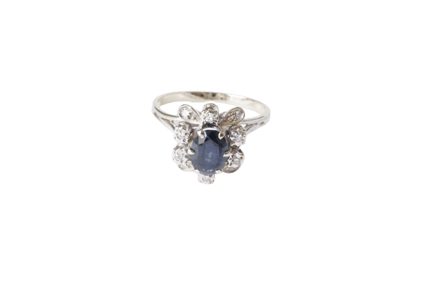 Bague 56 bague marguerite saphir or blanc 58 Facettes SQ4618733
