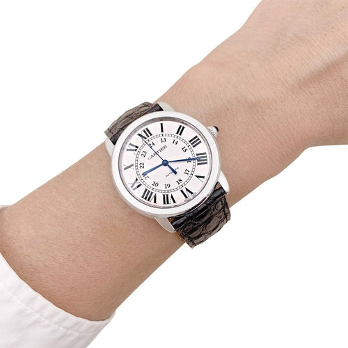 Montre Montre Cartier, "Ronde Solo", acier, cuir. 58 Facettes 34831