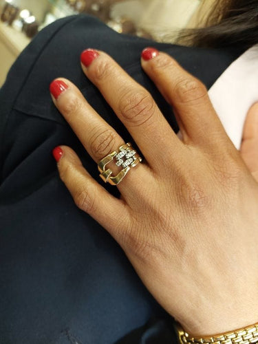 Bague 52 Bague moderne articulée 2 ors diamants 58 Facettes 086061