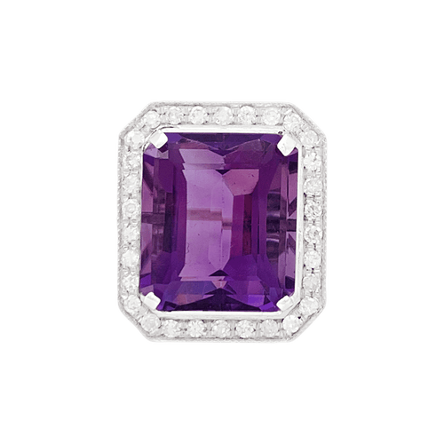 Bague 55 Bague or blanc, diamants, améthyste. 58 Facettes 34515