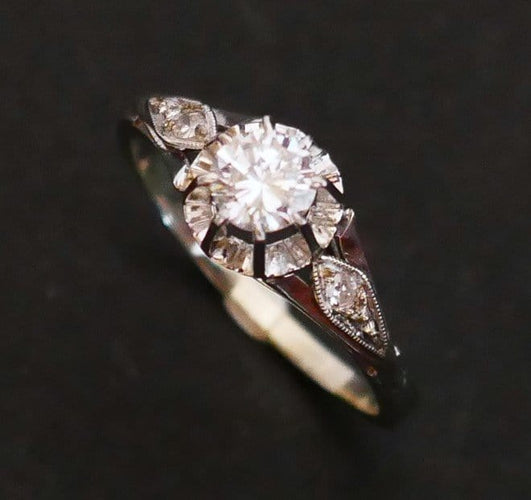 Bague 58 Solitaire diamant, monture or et platine 58 Facettes