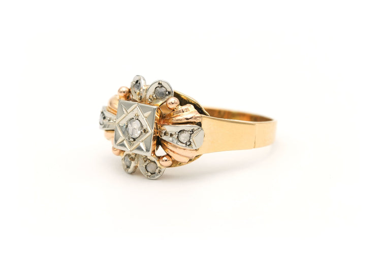 Bague 60 Bague tank Art Déco or jaune, or blanc, diamants 58 Facettes 22453