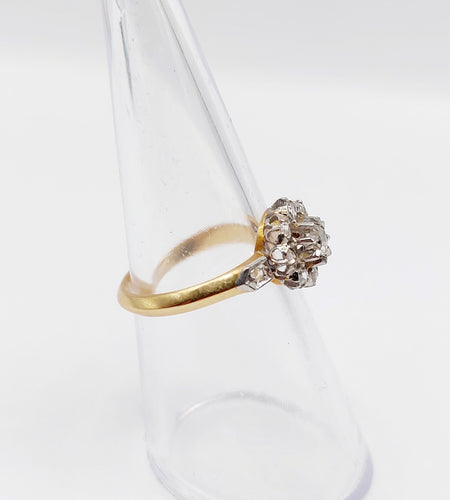 Bague 52.5 Bague marguerite victorienne or jaune, diamants taille rose (circa 1890) 58 Facettes A06138