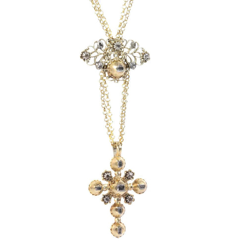 Pendentif Éclat divin : pendentif croix en or des années 1730 58 Facettes 20240-0285