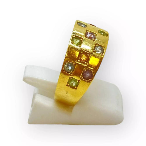 Bague 50 Bague damier empierrée multicolore 58 Facettes 330072461