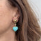 Boucles d'oreilles DAMIANI - Boucles d'oreilles en forme de cœur avec diamants et turquoises 58 Facettes 37515