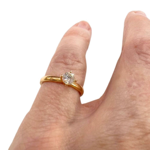 Bague 47.5 Bague solitaire en or jaune avec diamant 58 Facettes SN13