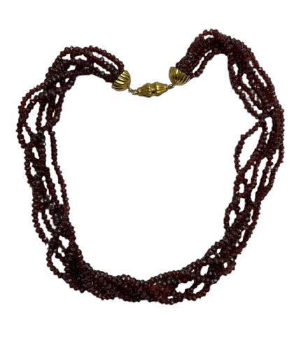 Elegant multifilo collana in granato sfaccettato