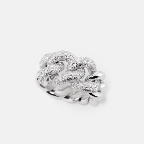Bague 52 POMELLATO - Bague Catene en or blanc et diamants 58 Facettes