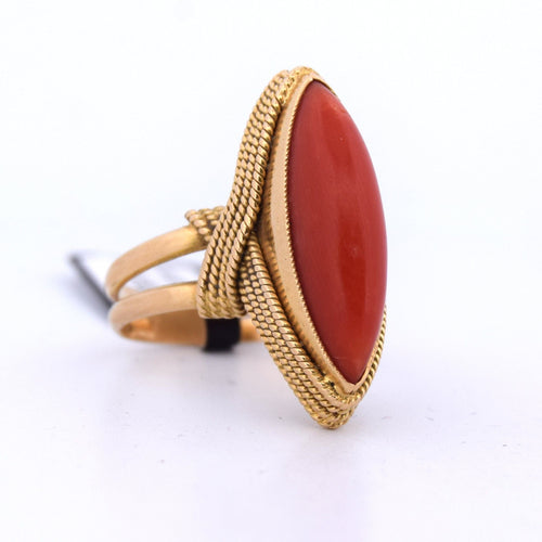 Bague 57 Bague corail en or jaune 58 Facettes