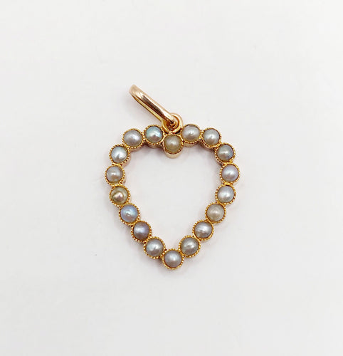 Pendentif Pendentif antique or jaune cœur et perles 58 Facettes A05499