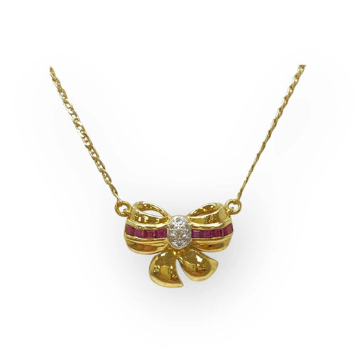 Collier Collier noeud rubis et diamants 58 Facettes 330078134