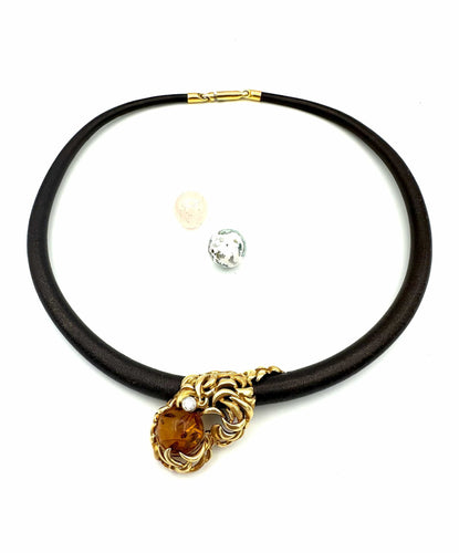 Collier GILBERT ALBERT - Collier or jaune, billes interchangeables et diamants 58 Facettes