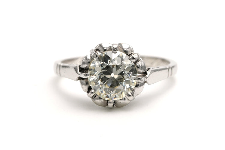 Bague 47 Bague Art Déco en or blanc sertie d'un diamant old cut 58 Facettes 22577