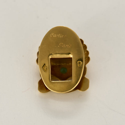 CARTIER - Záponka ze žlutého zlata s mušlí a smaragdy 